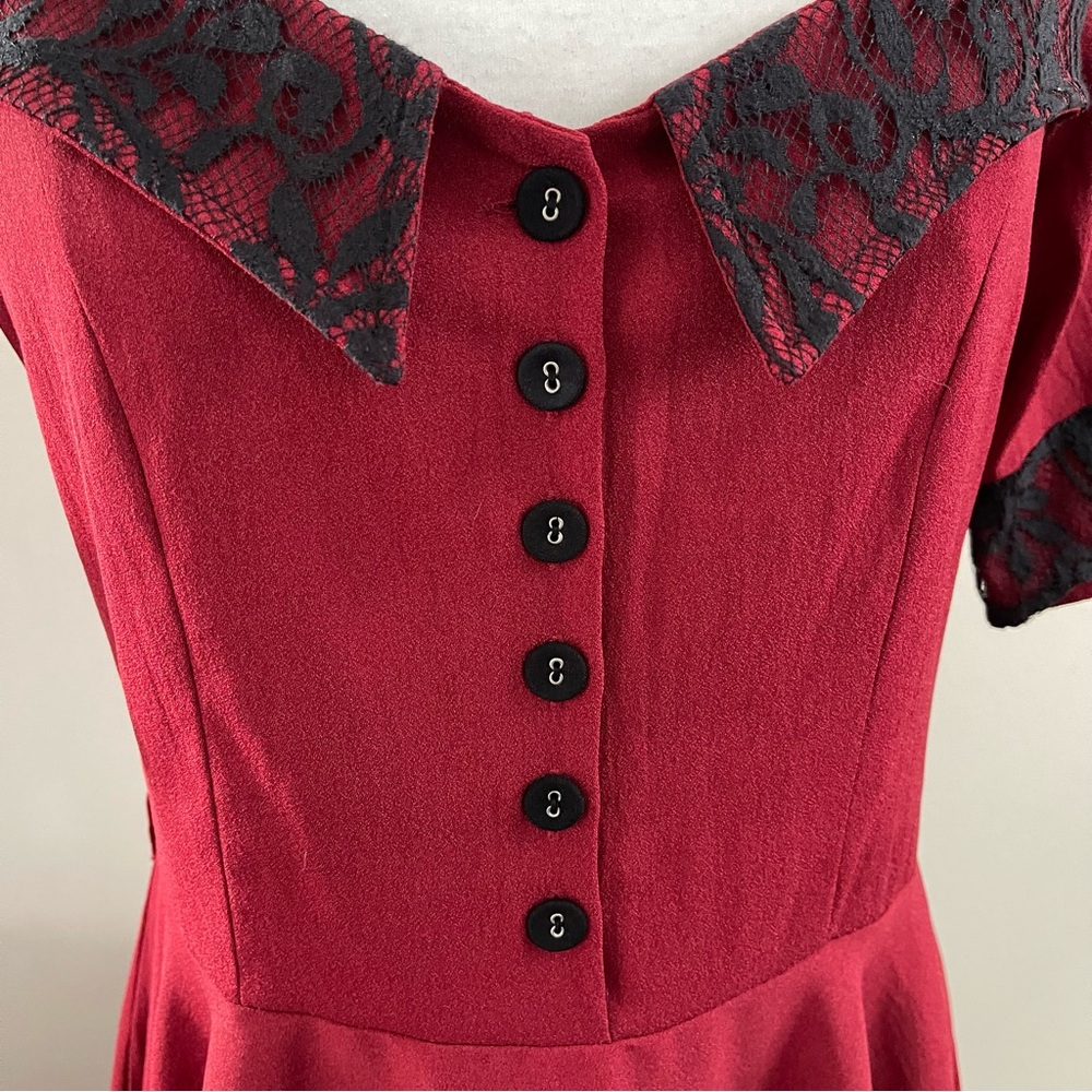 Timeless London Ruby Pin-Up Red Button-Front Dres… - image 8